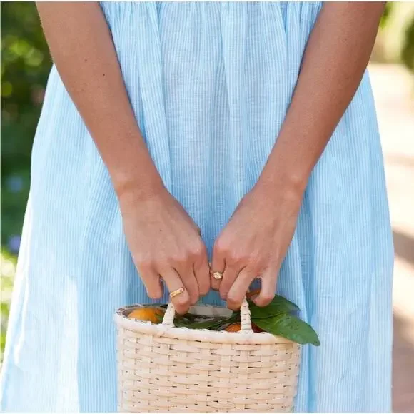 Frank & Eileen Daphne Sleeveless Popover Dress Blue White Stripe Linen Size XL - Picture 3 of 12